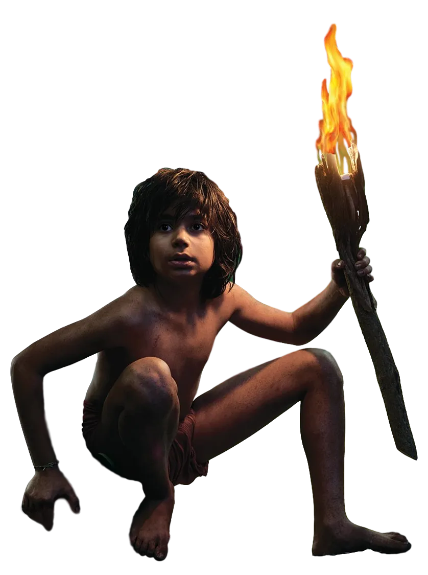Mowgli and Shere Khan, face-off moment, dramatic png